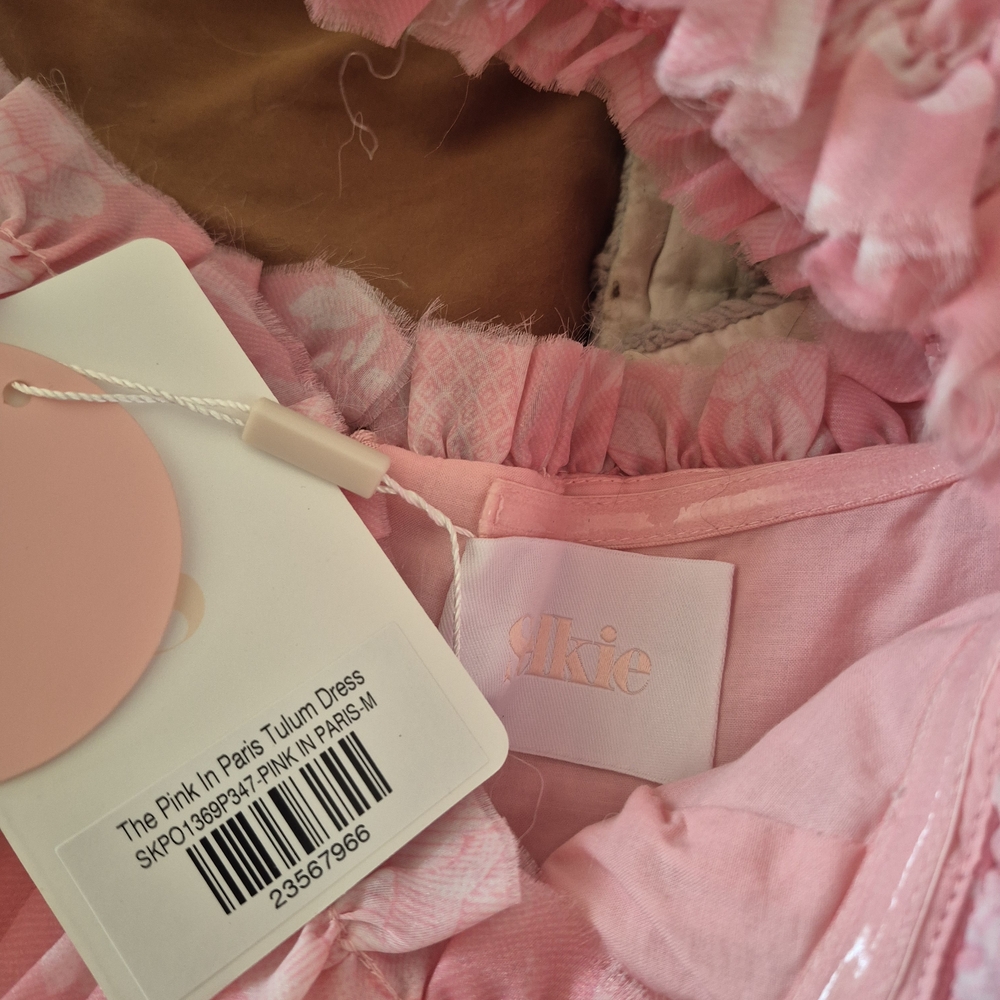 Selkie Blushed Pink Floral Organza Mini Dress - Picture 4 of 5